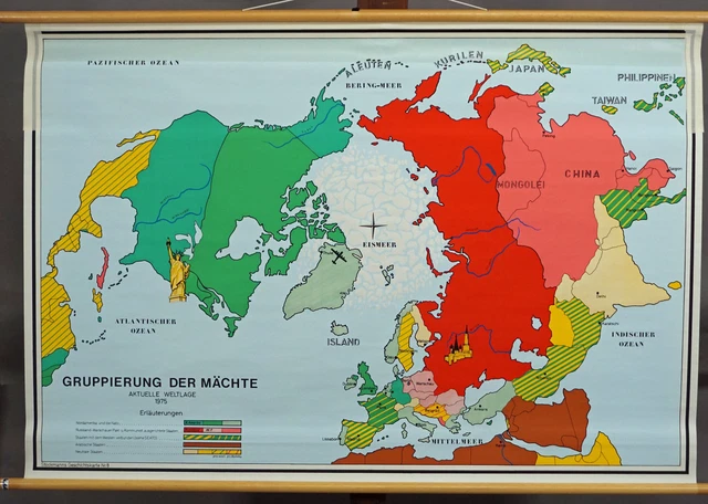History Mural World Map Rollable Poster Vintage Wall Chart Grouping of Powers