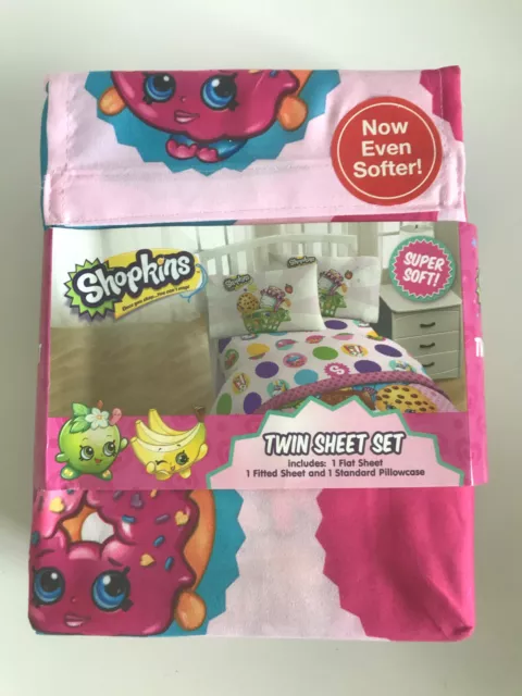 Juego de 3 hojas dobles Shopkins figuras de comestibles súper suaves patrones de parche
