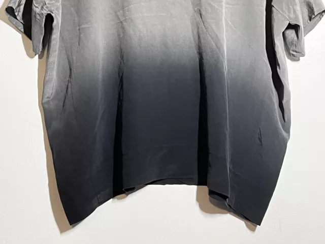 Eileen Fisher EUC Gray Black Ombre Silk Short Sleeve Top Shirt Blouse PP 2P-4P 2