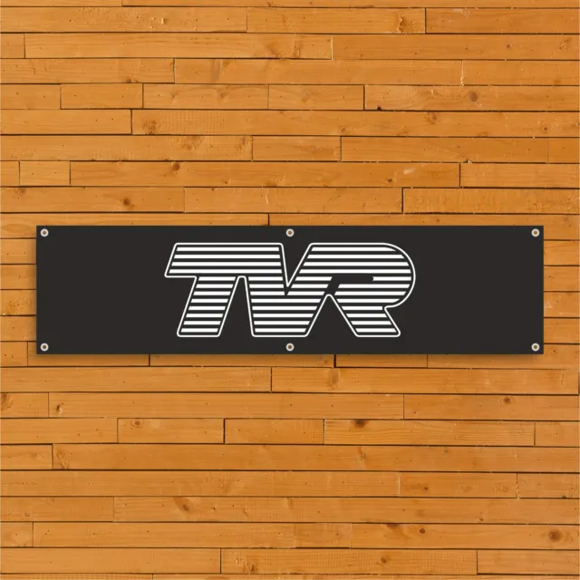 TVR Black Logo PVC Banner Car Garage Workshop Sign Trackside Display Signage