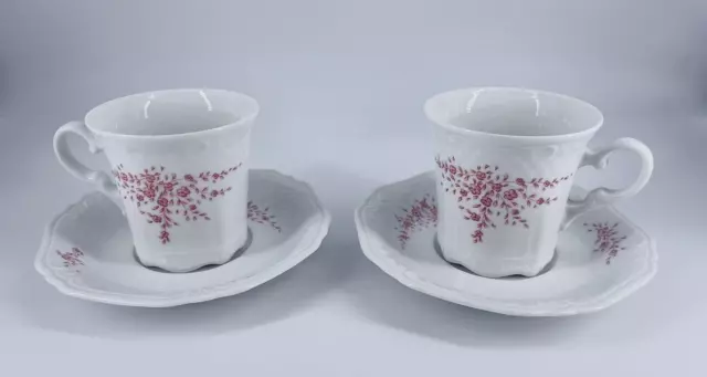 VTG Eschenbach Bavaria Germany Pink Floral China Porcelain Cup & Saucer Set (2)