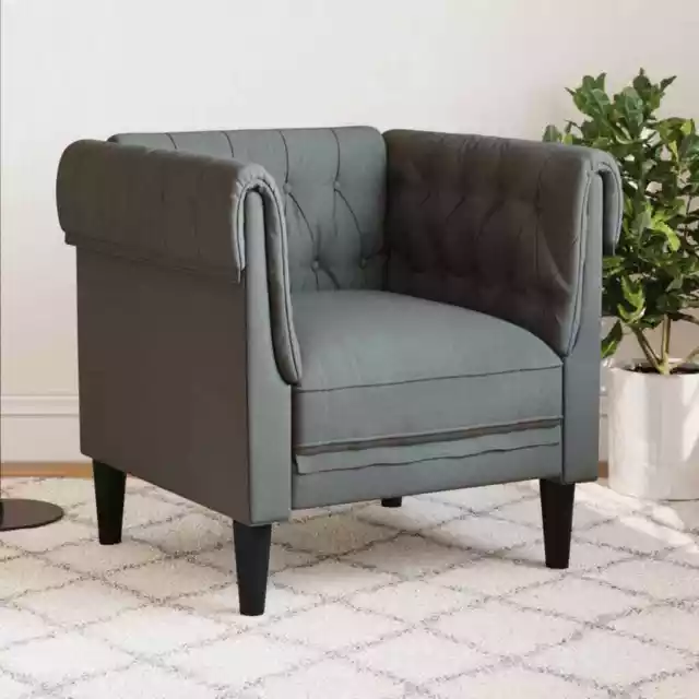 Fauteuil Chesterfield gris foncé tissu vidaXL