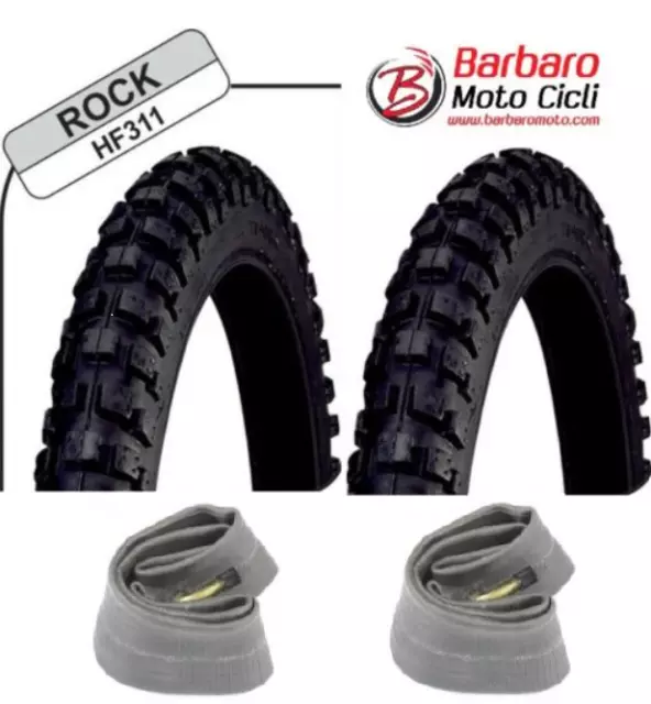 2 Gomme Copertoni Tassellato + 2 Camere Duro Piaggio Si Ciao Bravo 2.50 - 16