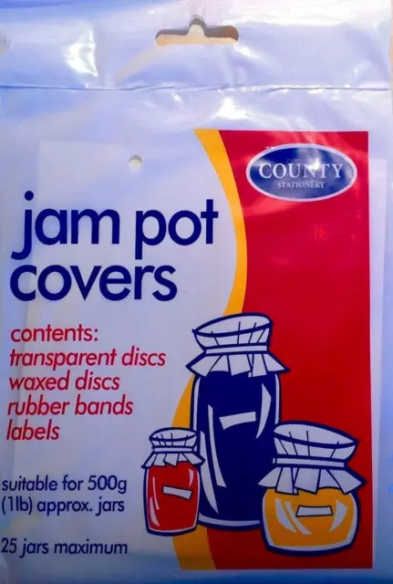 Jam Pot Covers for 25 x 500g (1lb) jars - with rubber bands and labels