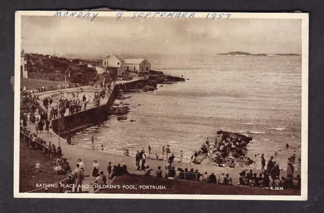 Ireland Co Antrim PORTRUSH Bathing Place Childrens Pool c1957 PPC faults reverse