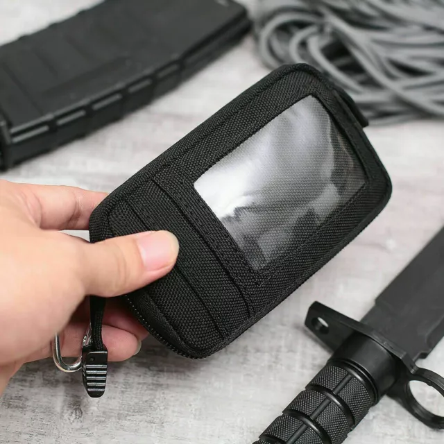 Tactical Front Pocket Nylon Minimalist Wallet with Zippers -Small Coin Purse