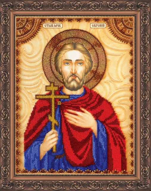 "Saint Eugene"" Tapiz con aguja hágalo usted mismo Kit de bordado de tapiz icono ortodoxo