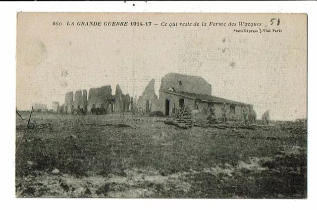 CPA-carte postale-FRANCE-Souain-Perthes-lès-Hurlus,Restes de la Ferme des Wacque