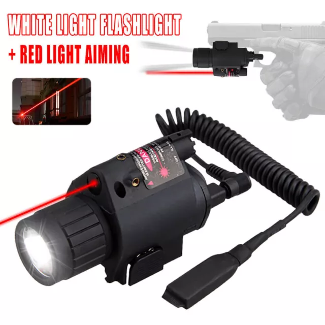 Tactical LED Flashlight with Dot Laser Sight Combo 20mm Picatinny Rail Mount