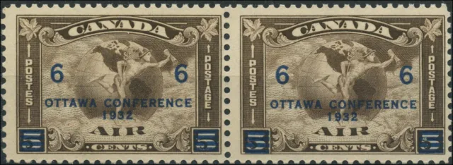 Canada Mint NH F+ Pair 6c on 5c Scott #C4 1932 Air Mail Stamps