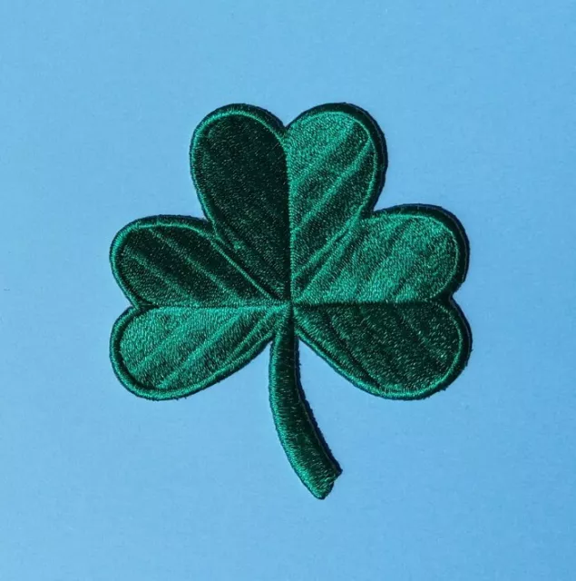 Small Clover Leaf Embroidered Iron on Patch Irish Shamrock Ireland green lucky