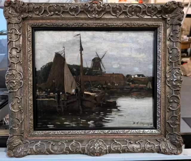 Originales Ölgemälde Helmut Liesegang 1881 Ansicht von Zwolle/NL