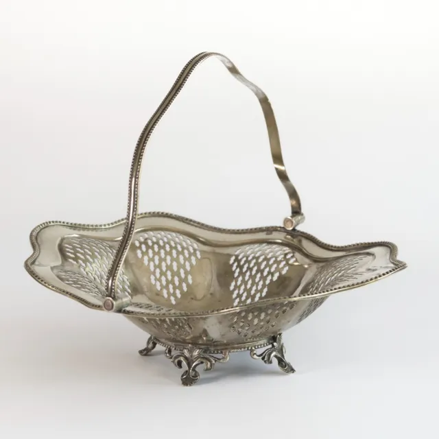 Antique Victorian Silverplate Fruit Basket, English, 19th C. Flowers