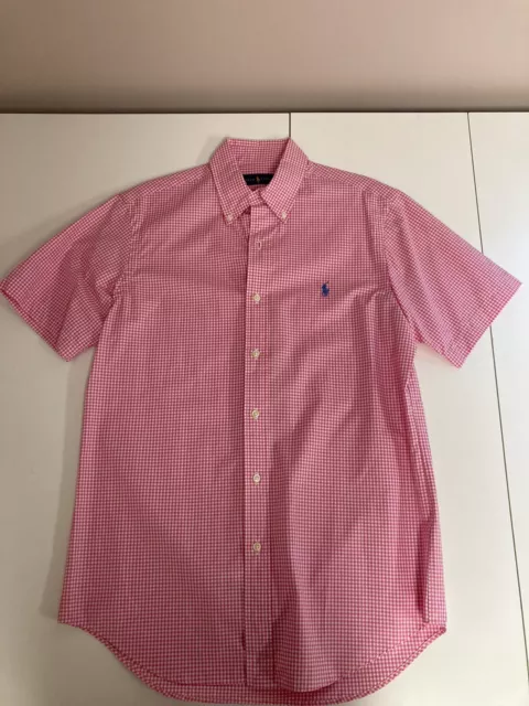 Ralph Lauren Polo Button Down Short Sleeve Shirt Men’s S Pink Checkered Spring