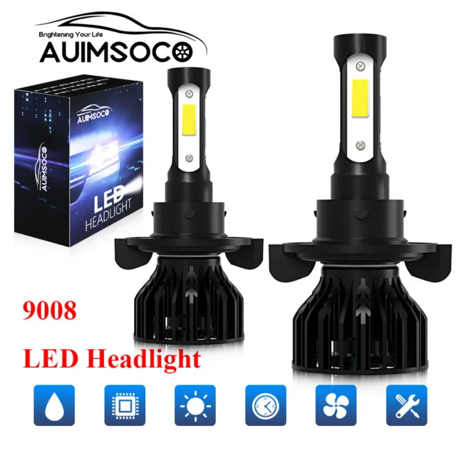 H13 9008 LED Headlight Bulbs Conversion Kit Dual Hi/Low Beam 6000K Super Bright