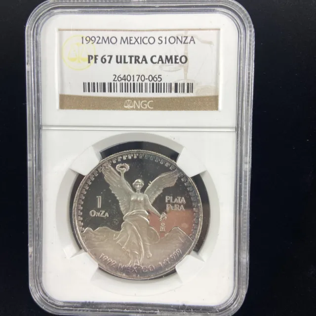 1992 Mexico Mo Libertad PROOF  1 oz NGC PF-67 silver plata coin moneda onza