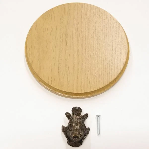 Placa de Jabalí Redondo Roble Claro Af 17 CM Con Cabeza Decoración Klein Portada 3