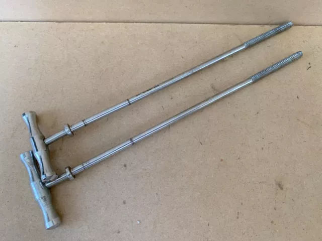LOT of 2 KENT Bass Kick Drum TENSION T-ROD Parts 50s Vtg Chrome Center Lug 7-in.