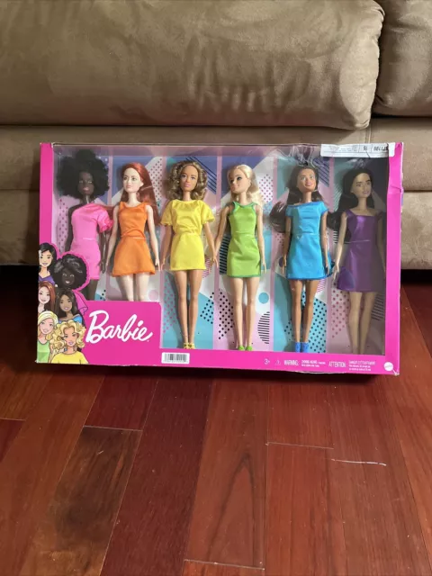 Mattel Barbie Rainbow Fashion Doll - 6 Pack)-NRFB (box Light Wrinkles ) !!!!