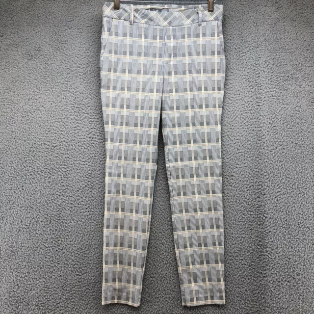 ILTM Pants Trousers Womens Medium Gray Plaid Mid Rise Tapered Leg