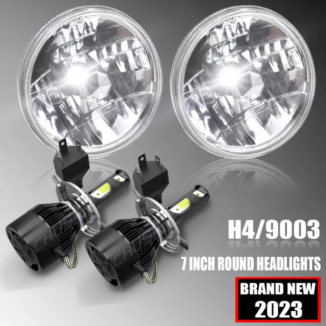For International Harvester Scout II 1973-1980 7" Inch Round H4 LED Headlights