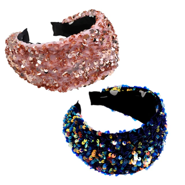 2 pz fasce per capelli donna fascia larga per donna glitter ragazze Natale