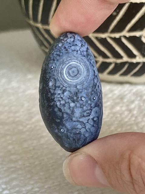 Rare Natural Black Blue and White Gobi Desert Eye Agate Inner Mongolia