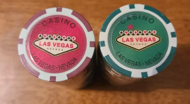Las Vegas Casino Poker Chips Vintage 50 Red Green Blue Las Vegas