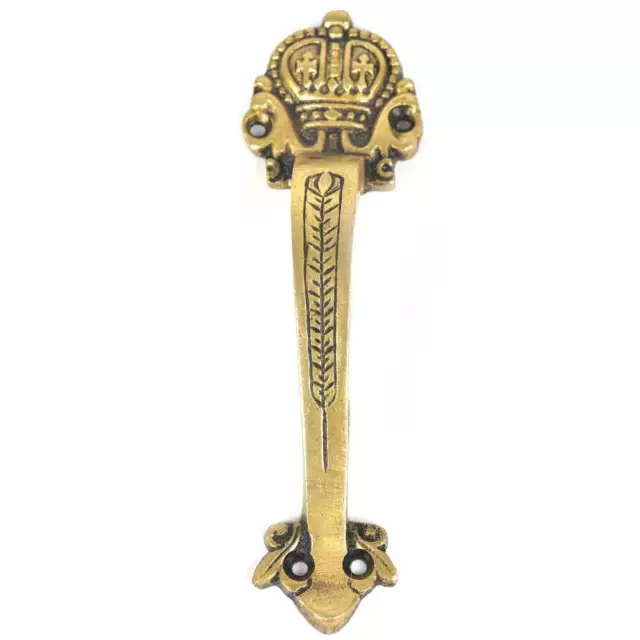 Beautiful ornate and classical design brass royal crown head door handle