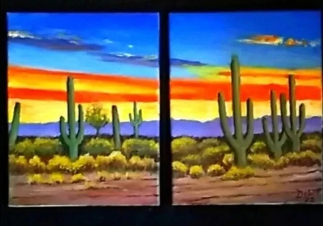 Puesta de sol suroeste pinturas de paisaje desierto acrílico sobre lienzo artista original