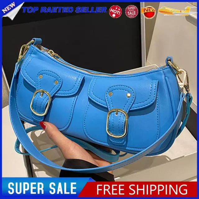 Women Clutch Bag Large Capacity PU Simple Female Commuter Handbag (Blue)