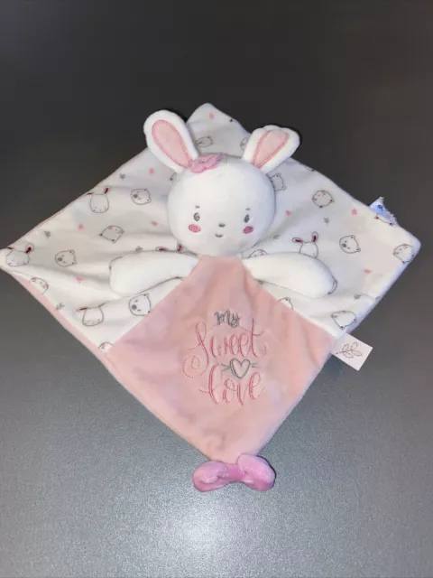 doudou plat lapin blanc rose My Sweet love PAT ET RIPATON La Halle