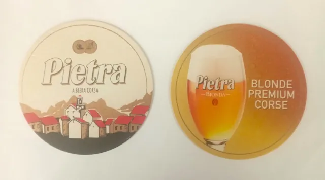 Lot de 2 Sous-bocks cartonnés - PIETRA - Bière CORSE - Bon Etat