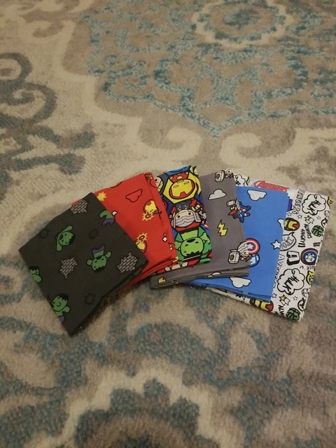 Marvel Avengers Superhero Stax 100% Cotton Fabric 6 Fat Quarter Bundle New
