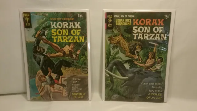 ☆ LOT 2 Gold Key Comics KORAK, SON OF TARZAN #27 & #36 JULY & FEBRUARY F/S