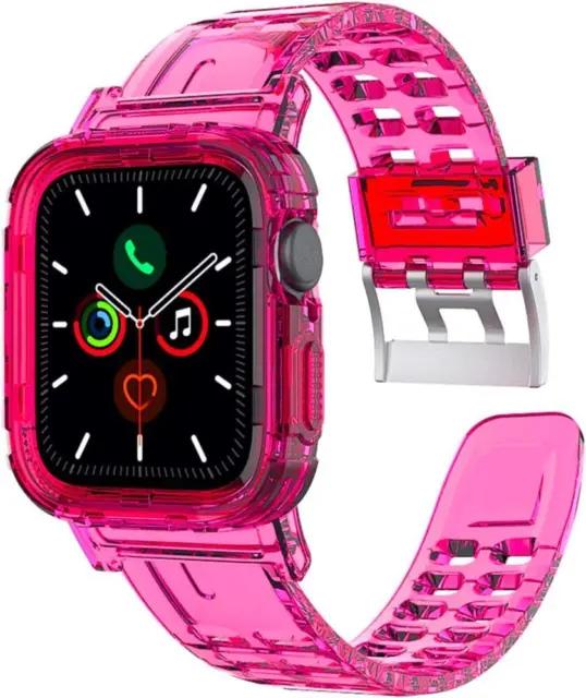 iWatch Bumper Case Band Strap for Apple Watch Series 6/5/4/3/2/1/SE - Hot Pink
