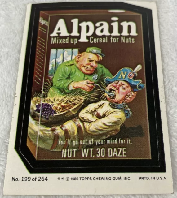 Vintage Topps Wacky Packages Series 4 Alpain Cereal No 199 Card Sticker 1980