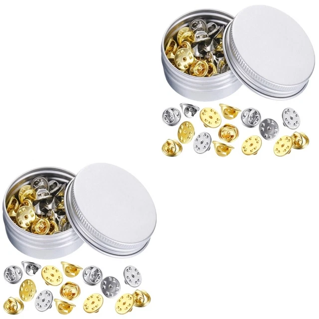 2 cajas broche trasero insignia hebilla alfiler soporte aguja