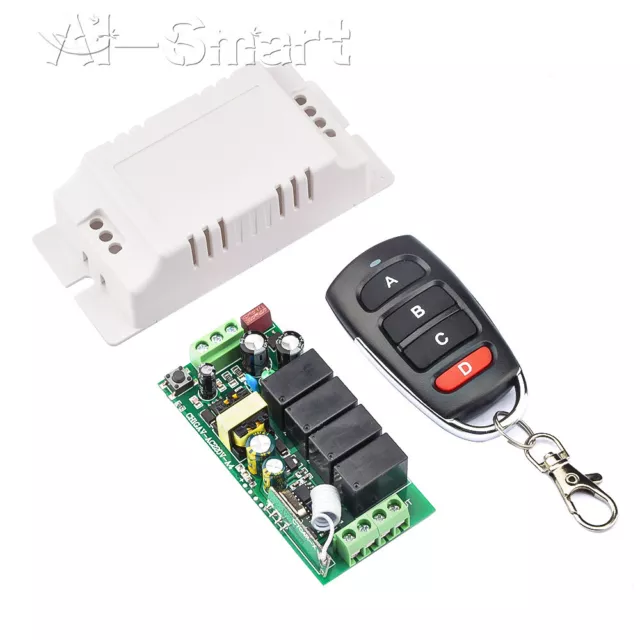 433MHz Wireless Remote Control AC 110V 220V 4CH Relay Receiver Module RF Switch