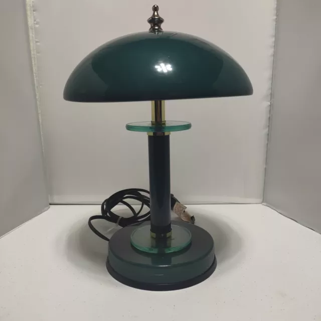 Vintage MCM Touch-on Atomic Table Lamp ‘Flying Saucer' UFO Mushroom Green Shade