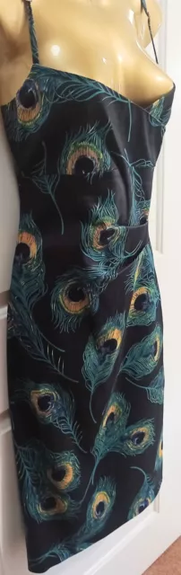 Karen Millen Peacock Wiggle Dress  Size 14