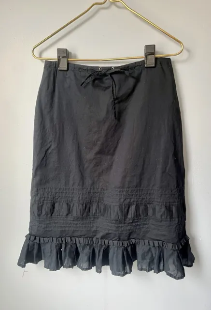 Vintage Context Ruffle Navy Blue Skirt 100% Cotton Womens Size 4