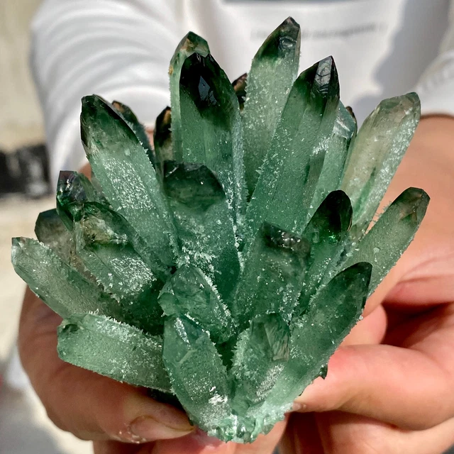 279G New Find Green Phantom Quartz Crystal Cluster Mineral Specimen Healing 13