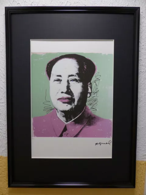 Litografía enmarcada de Andy Warhol "Mao Tse-tung" limitada, firmada y en relieve