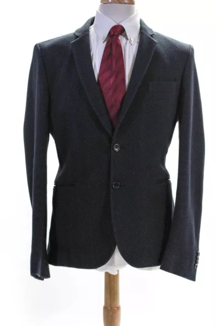 Paul Smith Mens Textured Collared Two-Button Blazer Navy Size EUR42