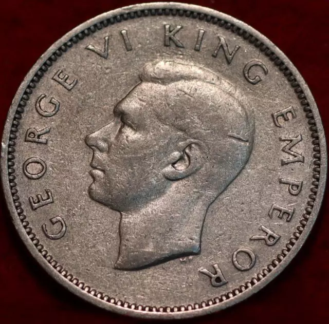 1944 New Zealand One Shilling Silver Foreign Coin