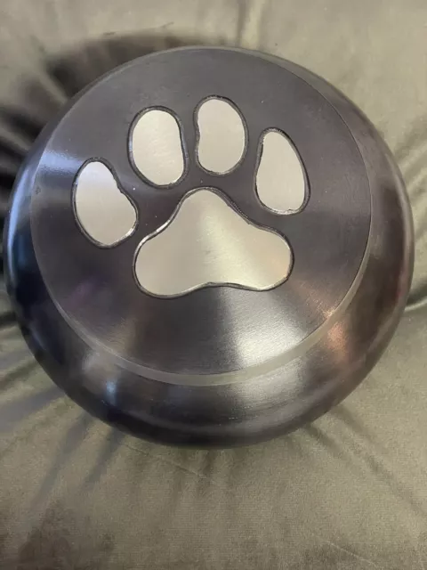 New Brass Pet Urn Paw Print - 5 inches tall , 7 Inches Across, 4 Inch Opening 2