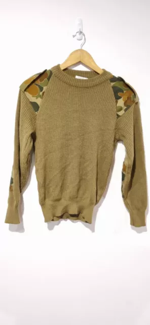 Knitted Wool Army Camouflage Jumper Pull Over Vintage 2003 Size S 85-95cm