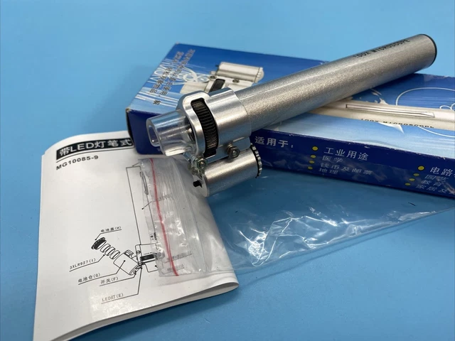 Pen Type 100 x Microscope w/LED Light Multi-Function - Not Tested/China/NEW