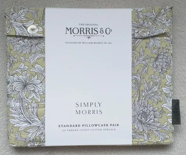 Morris & Co SEVERNE Pair of Standard Pillowcases 220 TC  100% Cotton Percale